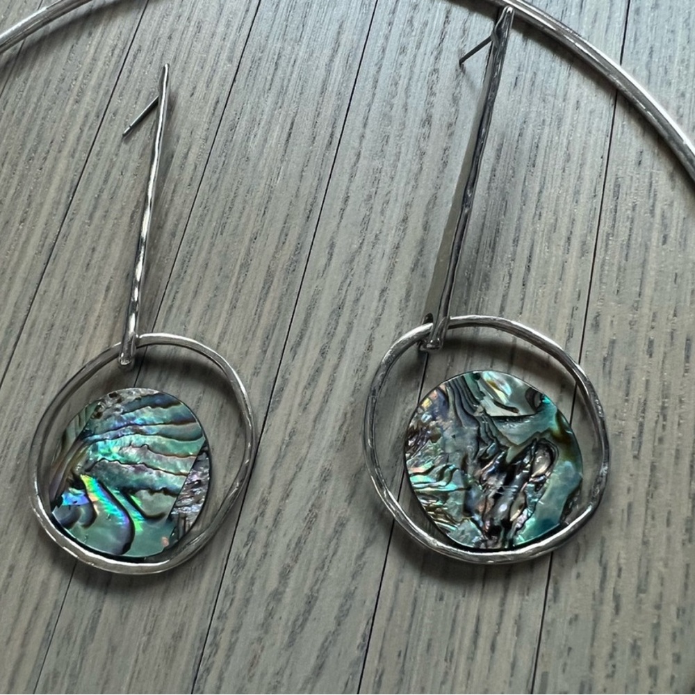 Robert Lee Morris Silver and Abalone Shell Earrings